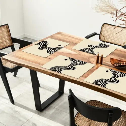 Beige - Lijnen - Golvend -  Abstract Placemat vinyl groot -zzsfeer4_Kitchenyeah-website