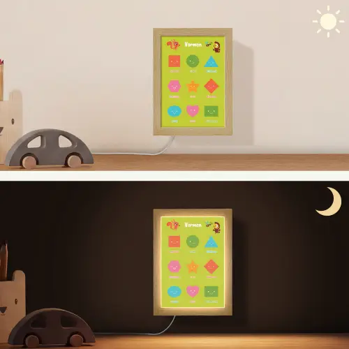 Vormen - Educatief - Leren voor kinderen - Groen Light Box met kabel (Wandlamp kind) klein -sfeer3_kind