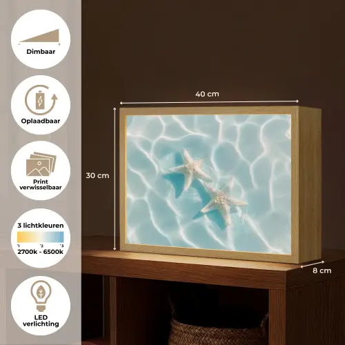 Zeesterren - Golvend water - Rustgevend Light Box met batterij (Wandlamp) middel -USP_websiteoverzichtNL