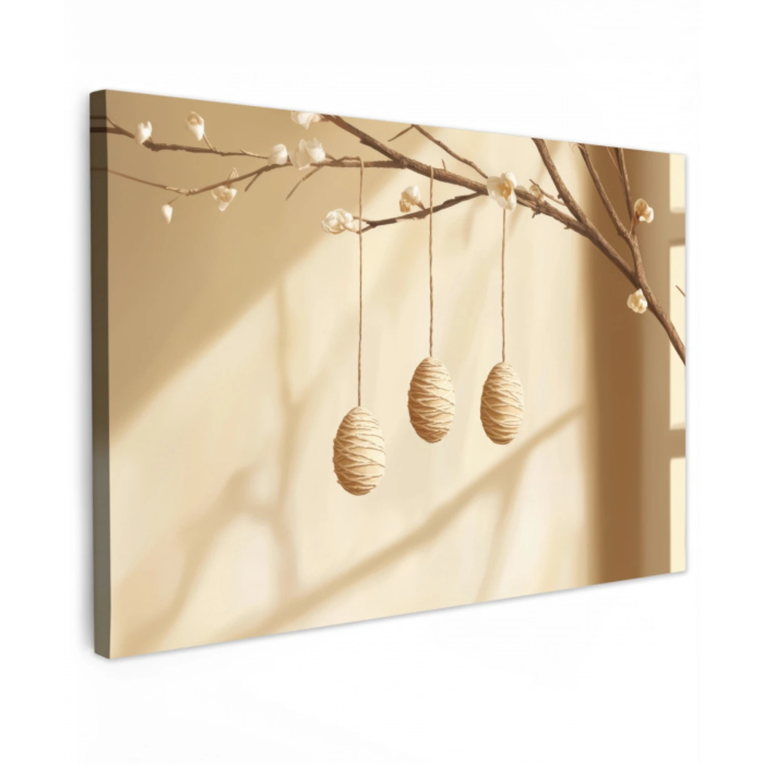 Beige - Paastak - Eieren Tuinposter op houten frame 2 cm dik klein -3d