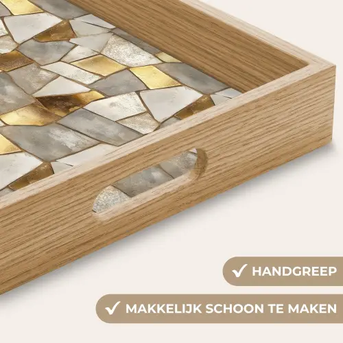 Mozaïek - Marmer - Goud Dienblad Rechthoek middel 911 -USP_HandgreepNL