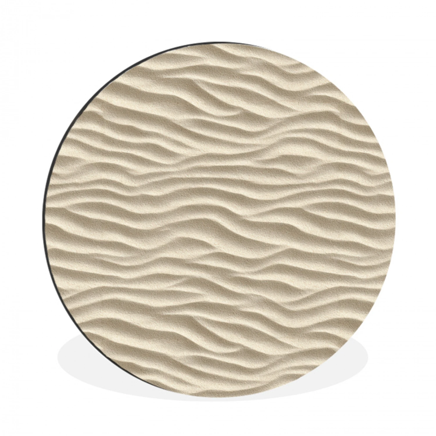 Zand - Golven - Beige Wandcirkel aluminium klein 190 -3d