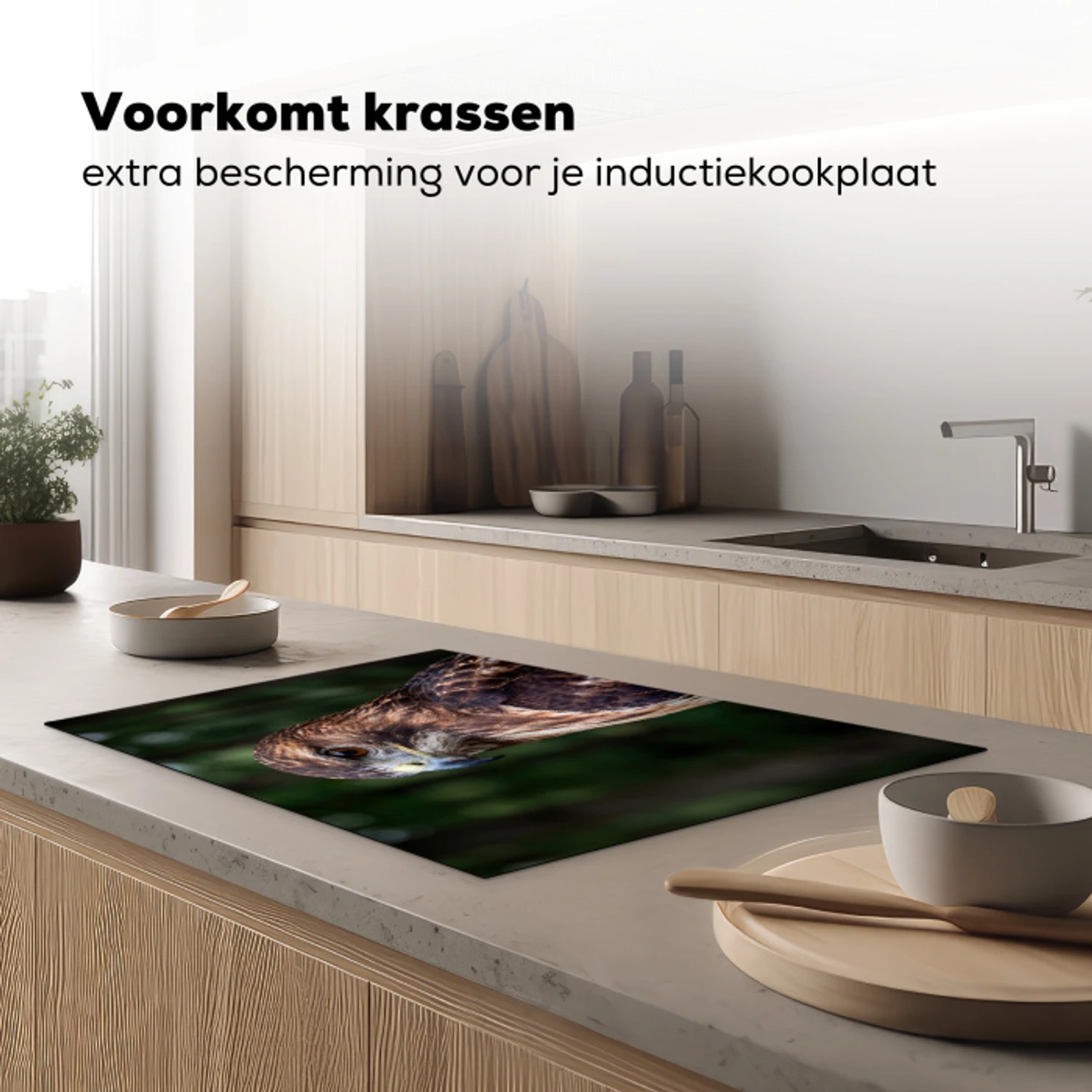 Buizerd - Roofvogel - Natuur - Bruin Inductie beschermer vinyl 3mm klein -sfeer1
