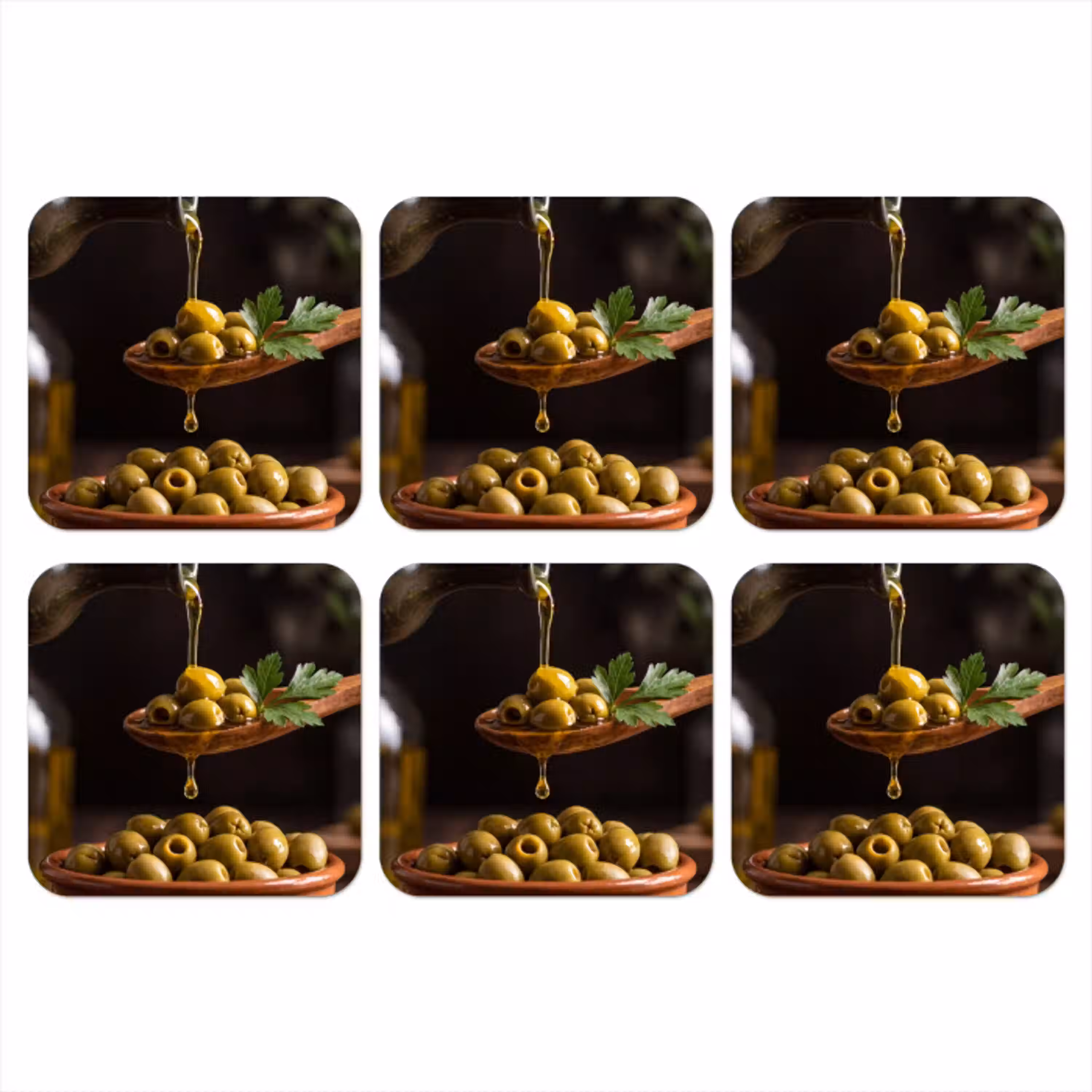 Olijven - Olijfolie - Eten onderzetter kurk middel -3d
