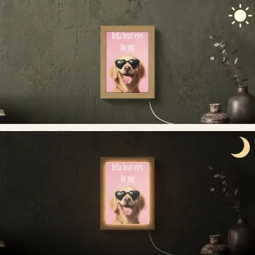 Zonnebril - Hartjes - Hond - Valentijn Light Box met kabel (Wandlamp) klein -sfeer3