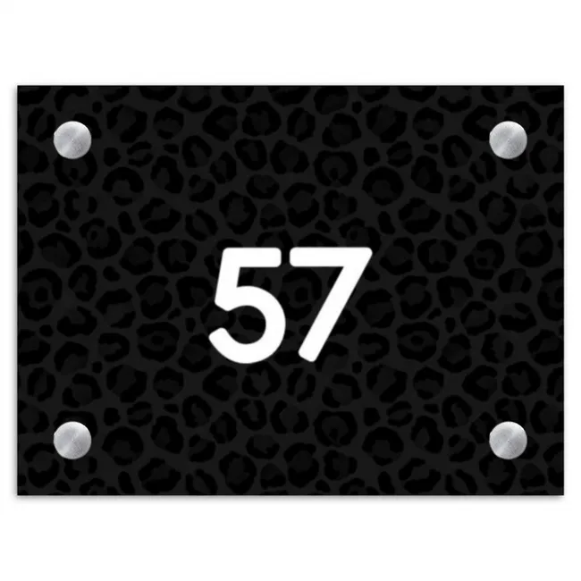 Zwart panterprint - Traditioneel Naambord Rechthoek middel -3d