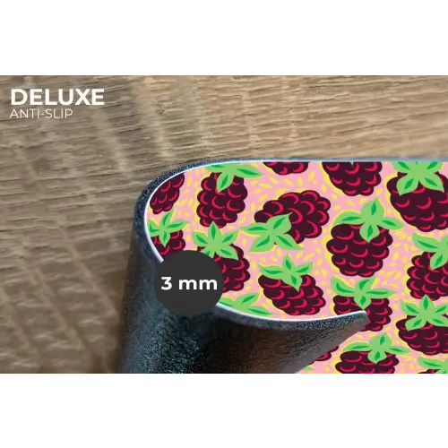 Frambozen - Rood - Roze - Kroonbladeren Placemat vinyl groot 368 -closeup