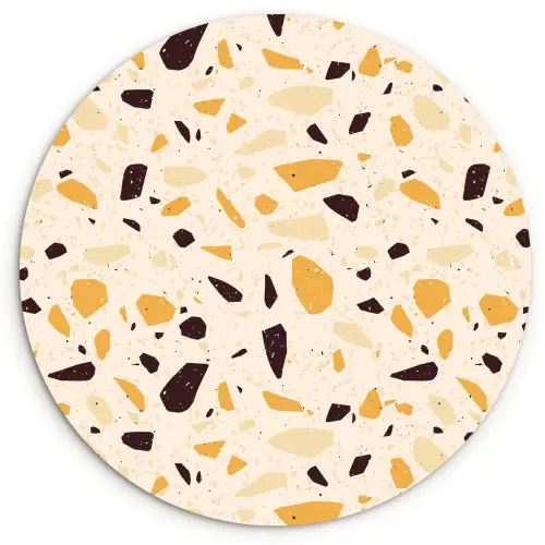 Terrazzo -  Patroon - Geel - Wandcirkel kunststof plaat 5mm dik klein 188 -3d