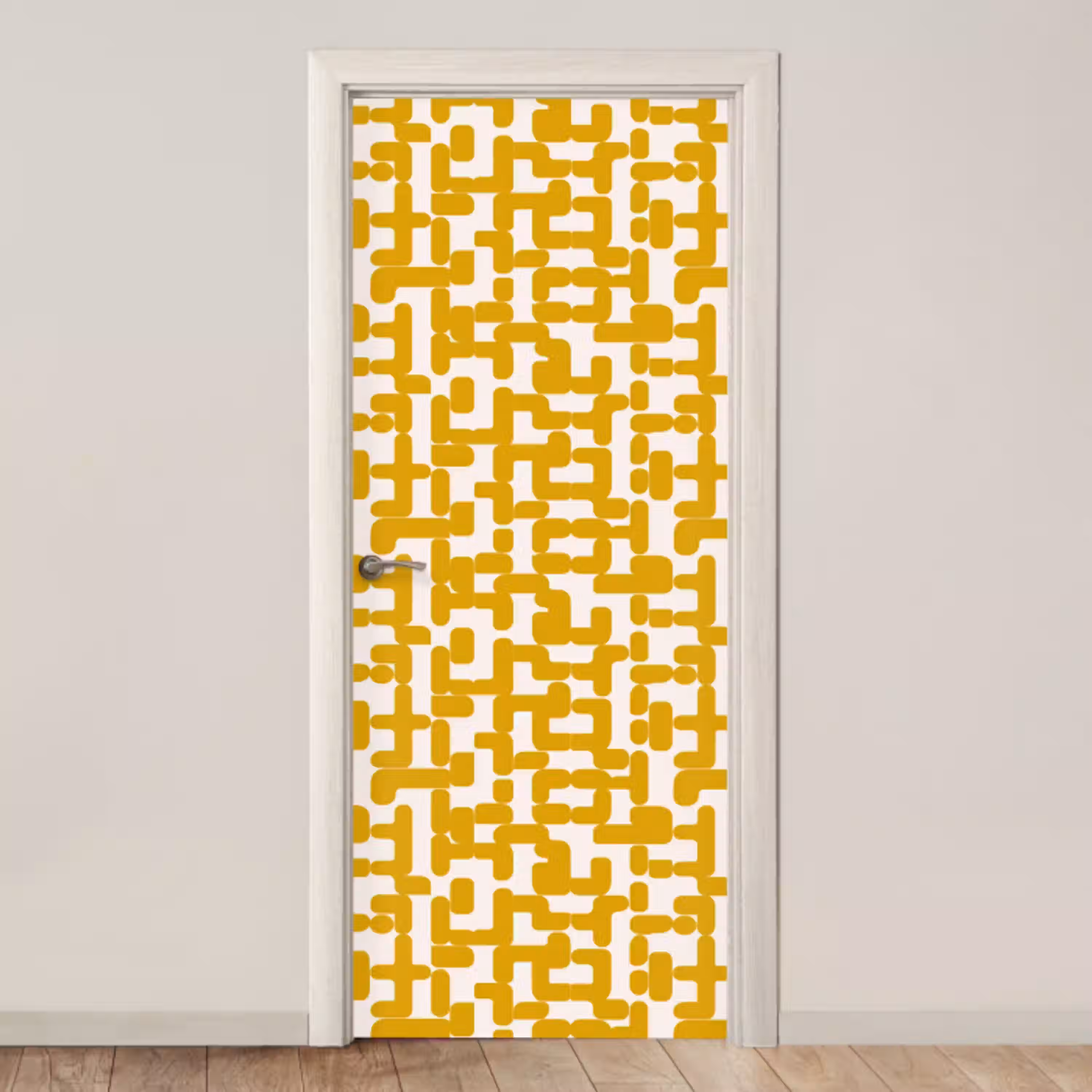 Geel - Beige - Patroon deurposter klein 289 -3d_beige