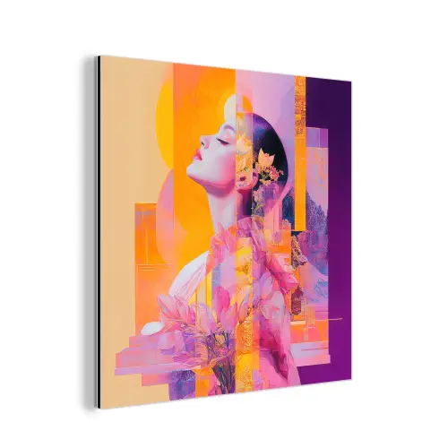 Abstract - Portret - Vrouw - Kleurrijk aluminium wit klein -3d