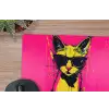 Kat - Art - Zonnebril - Roze muismat rubber klein -closeup