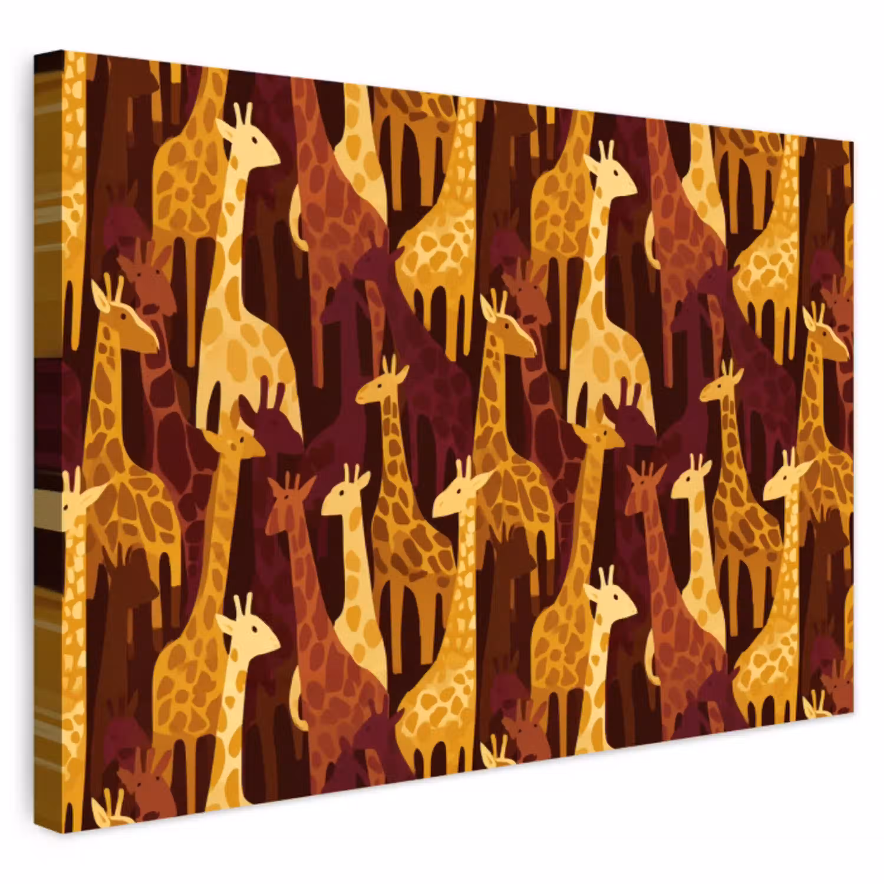 Bruin - Giraffen - Safari - Patroon Tuinposter op houten frame 2 cm dik klein 845 -3d