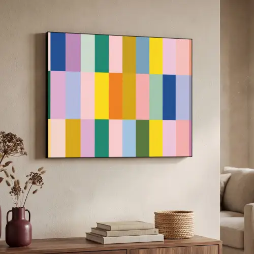 Stroken - Blauw - Patroon - Abstract Textielframe zwart klein -sfeer3