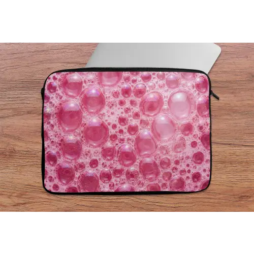Roze - Schuim - Bubbels laptophoes neopreen klein -tafel
