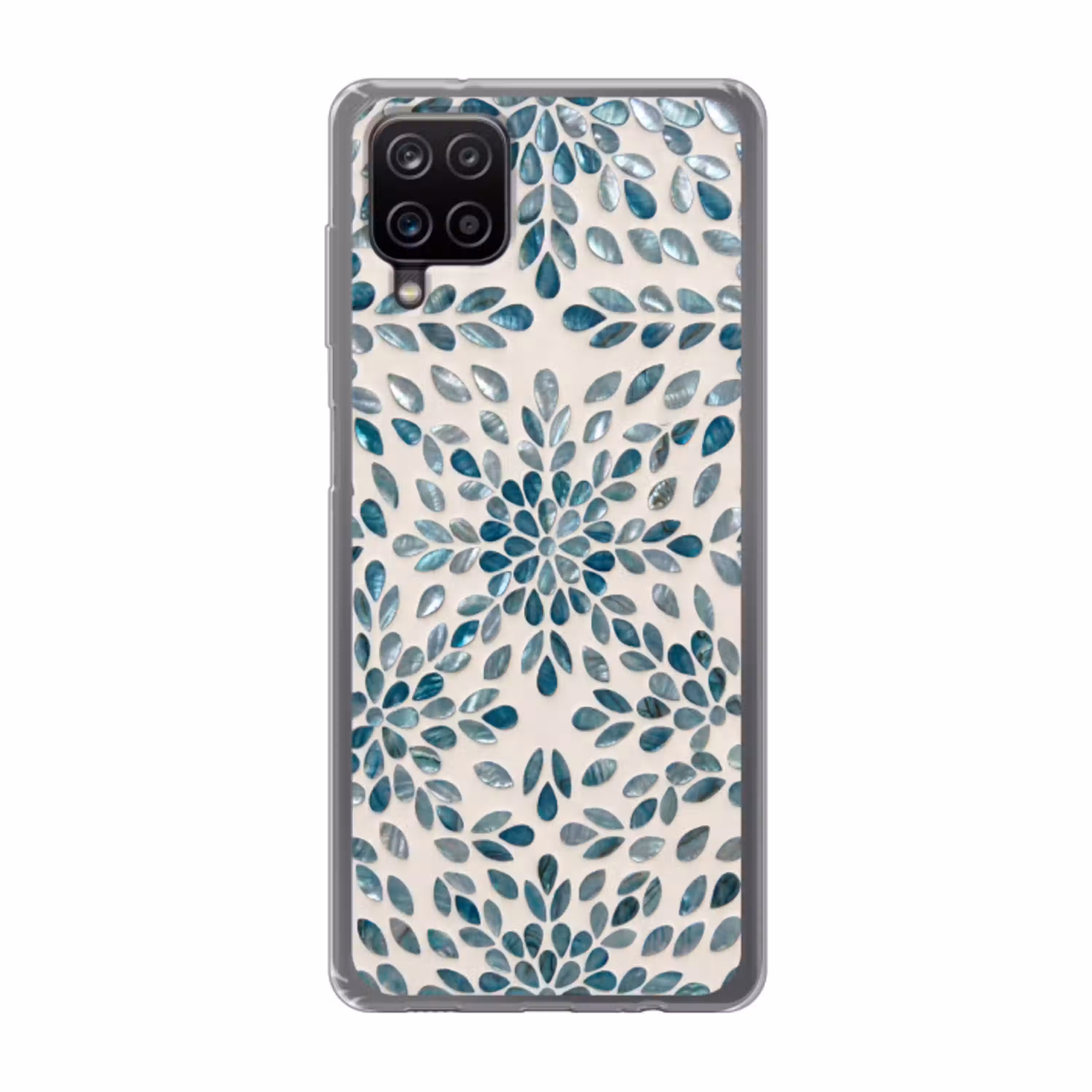Patroon - Bladeren - Abstract - Modern - Turquoise Telefoonhoesje Samsung Galaxy A12 klein -3d