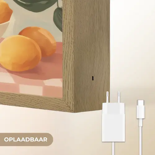 Citroenen - Glas - Tafelkleed - Geblokt Light Box met batterij (Wandlamp) middel -USP_websiteoplaadbaarNL
