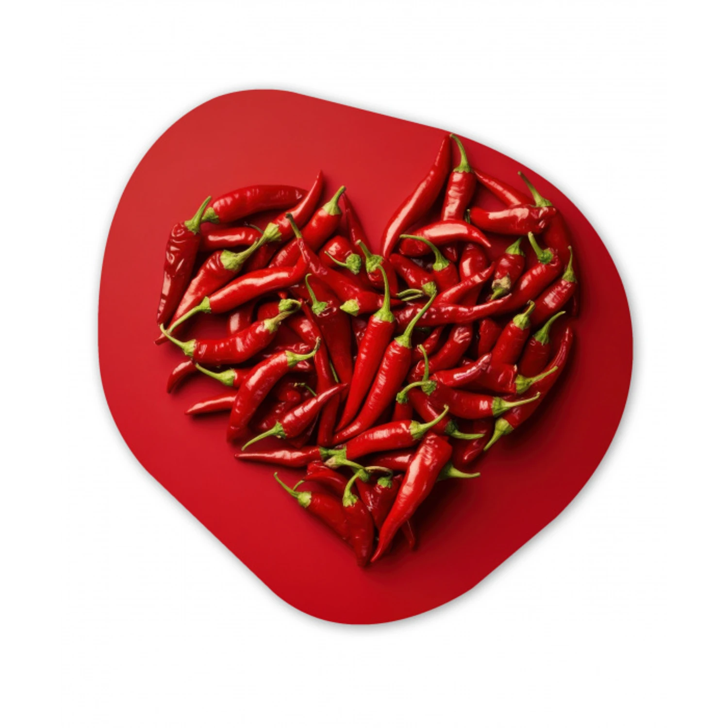Pepers - Rood - Hart Wandcirkel Organisch Plexiglas middel -3d