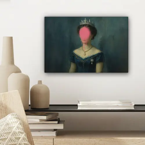 Kroon - Roze druipend verf - Portret canvas 2cm klein -sfeer6