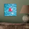 Badeend - Dobberend - Roze aluminium wit klein -sfeer2