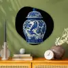 Pot - Delfts Blauw - Bloemen Wandcirkel Organisch Plexiglas middel -sfeer2