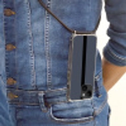 Blauw - Zwart - Streep - Minimalistisch Crossbody Case iPhone 14 middel -sfeer2