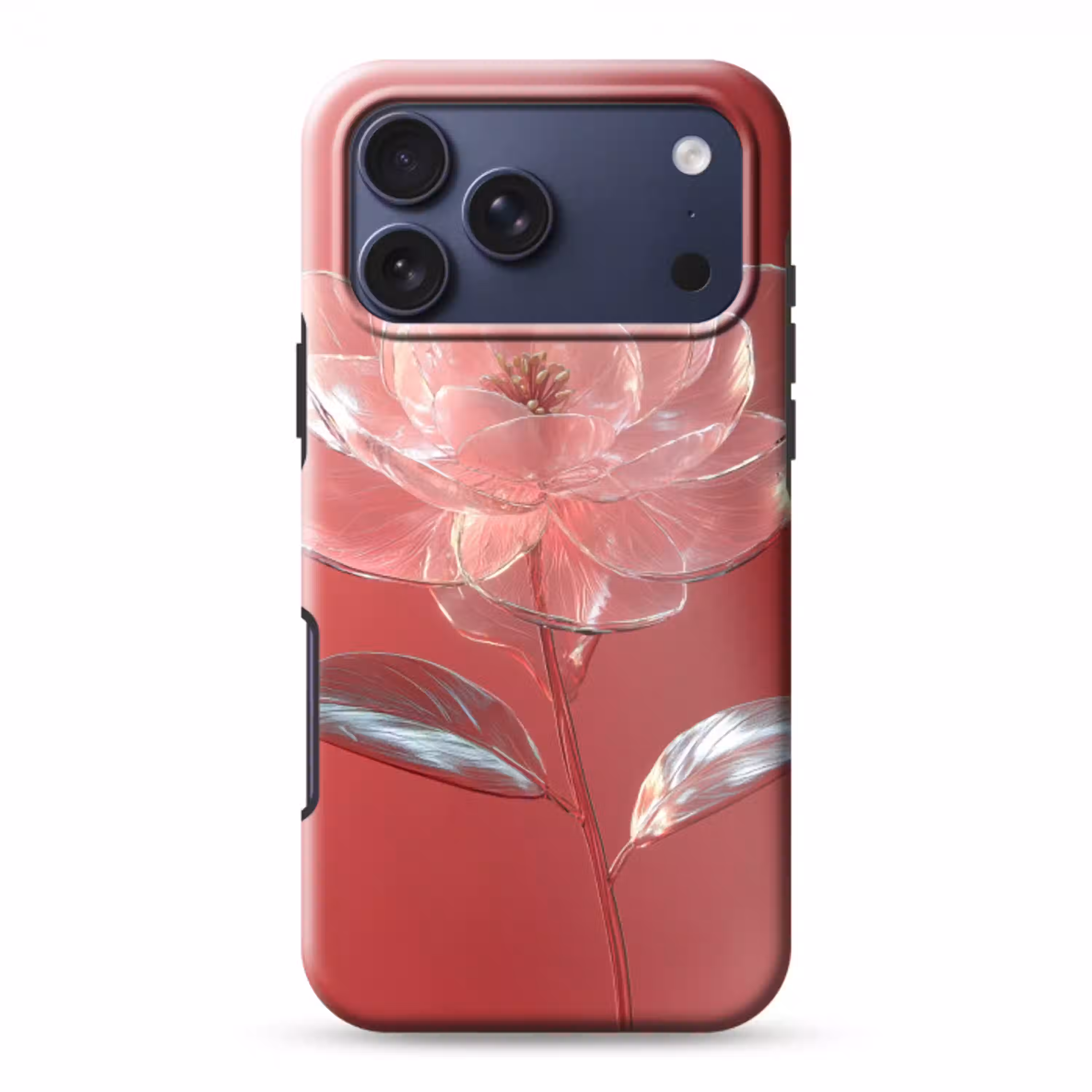 Sierlijk - Bloem - Roze - Glazen Toughcase MagSafe Apple iPhone 17 Pro Max klein -3d