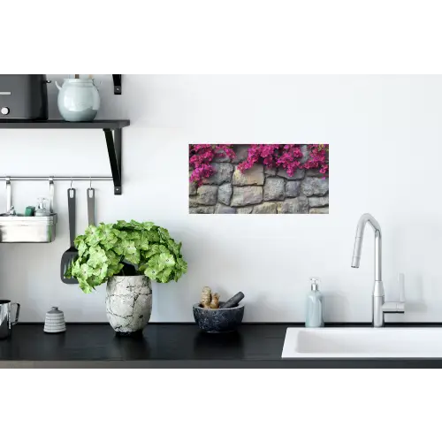 Bougainvillea - Stenen Muur - Roze Muursticker klein -keuken