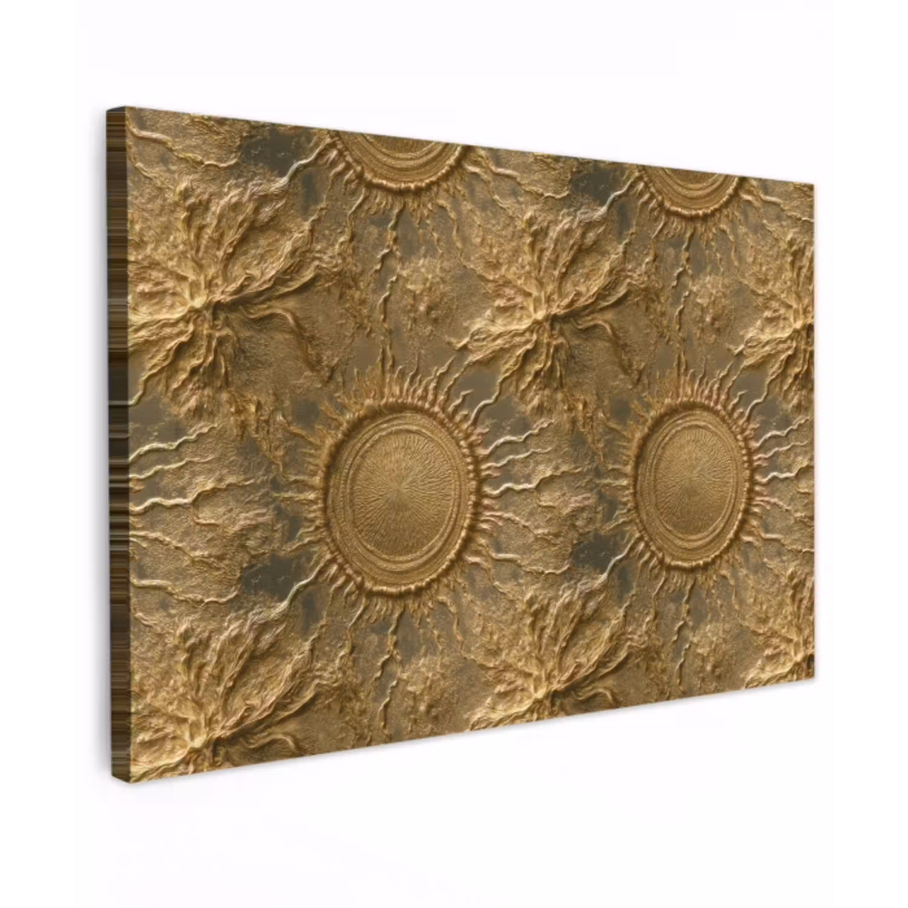 Zon - Reliëf - Antiek - Goud Tuinposter op houten frame 2 cm dik klein 845 -3d