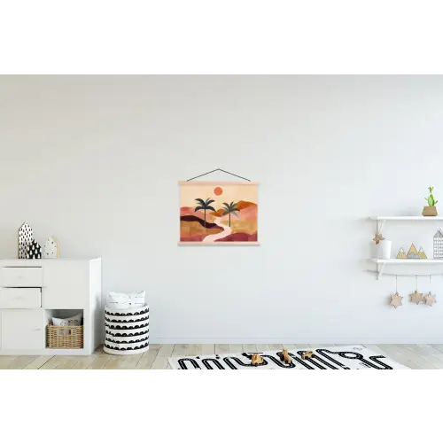 Heuvels - Palmbomen - Abstract textielposter latten blank klein -kinderkamer