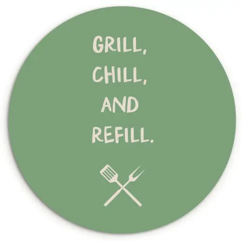 Grill - Groen - Zomer - Quote Wandcirkel plexiglas klein -3d