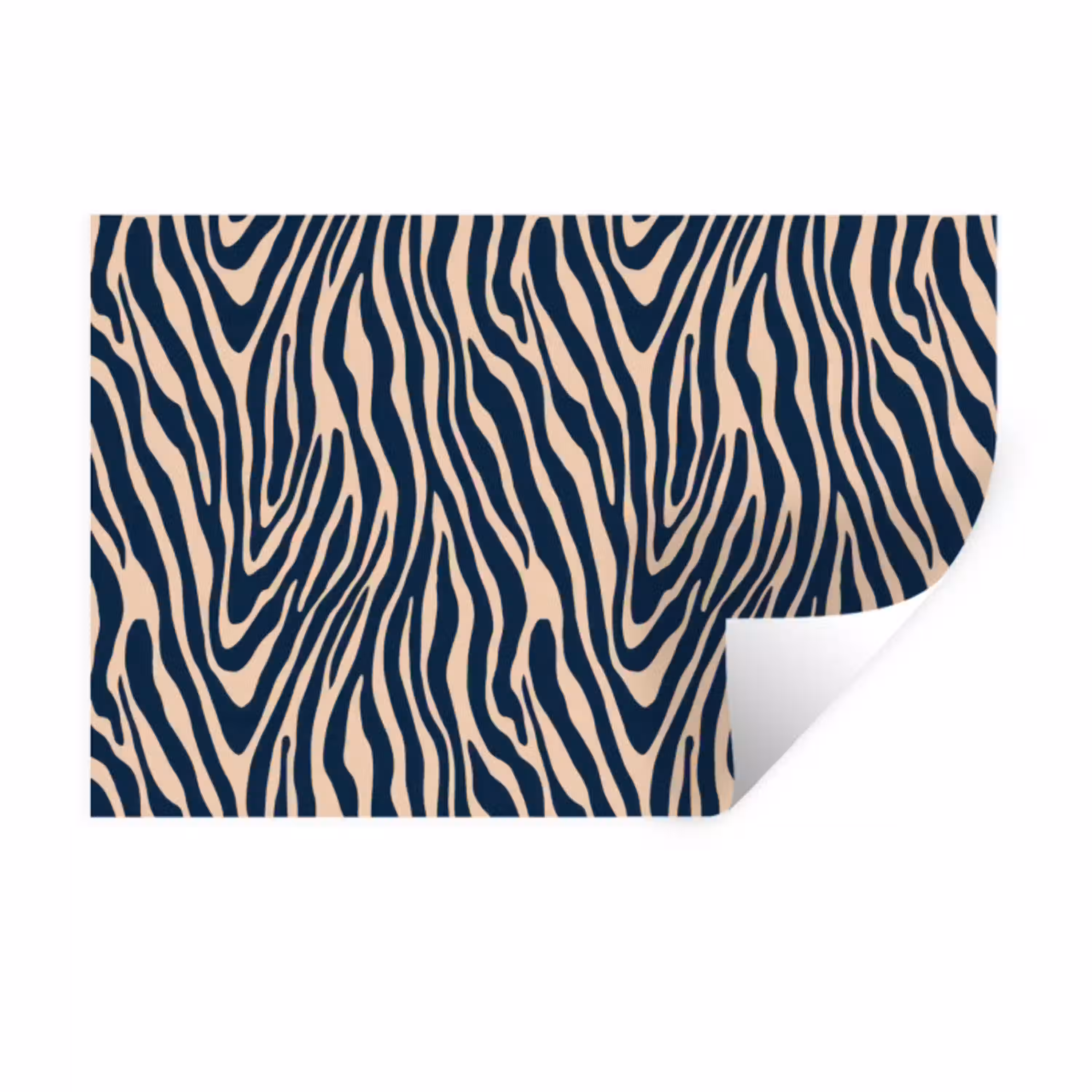Zebra - Patroon - Blauw - Beige Muursticker klein 286 -3d