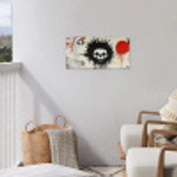Graffiti - Schedel - Abstract - Rood tuinposter los doek klein -sfeer8