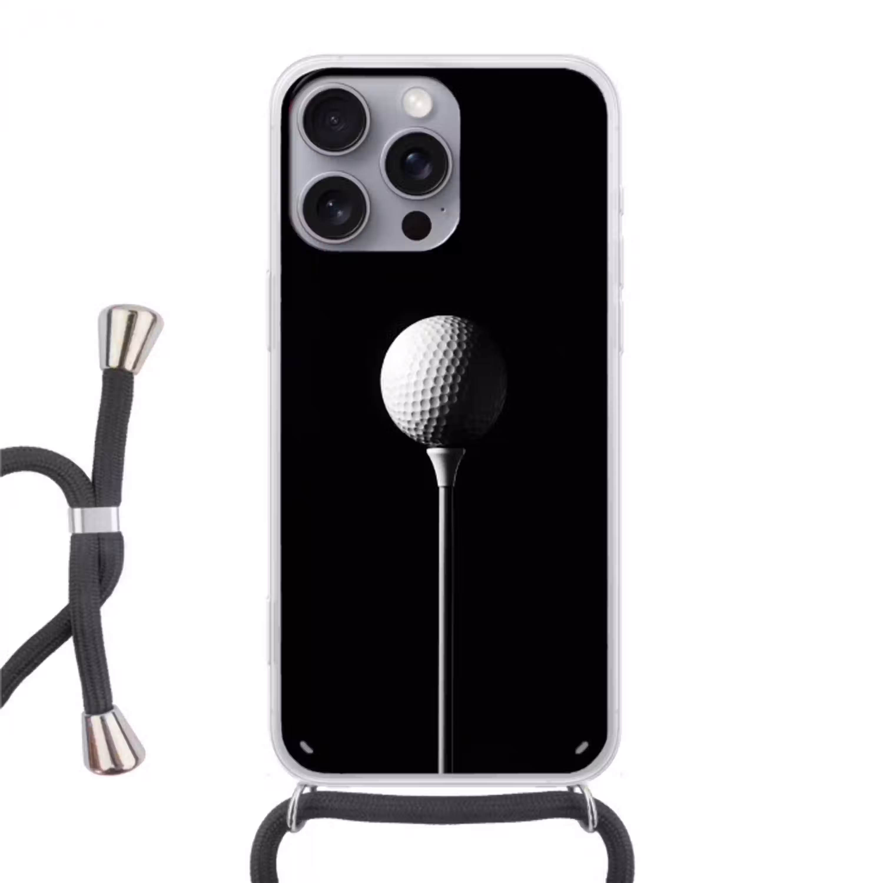Golfbal - Minimalistisch - Wit Hoesje iPhone 16 Pro Max met koord klein -3d