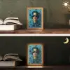 Vrouw - Bloemen - Vlinders - Blauw - Abstract Light Box met kabel (Tafellamp) klein -sfeer3