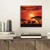 Savanne - Olifanten - Zonsondergang aluminium wit klein -sfeer1