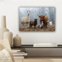 Boerderijdieren - Groep - Mist - Natuur - Rustiek canvas 2cm klein -sfeer6