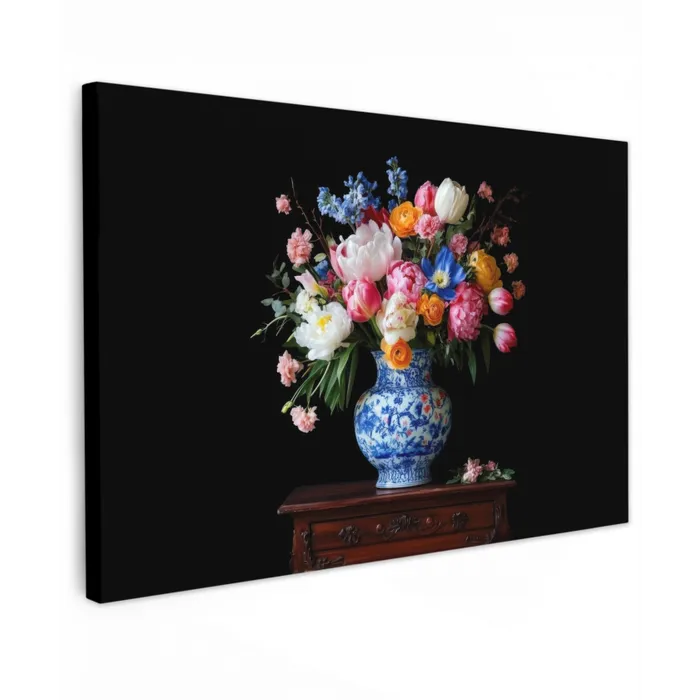 Rozen - Bloemen - Vaas - Boeket Tuinposter op houten frame 2 cm dik klein -3d