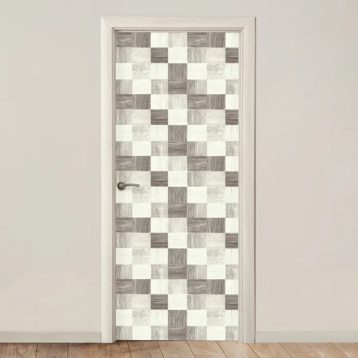 Patroon - Dambord - Houtnerf deurposter klein 289 -3d_beige