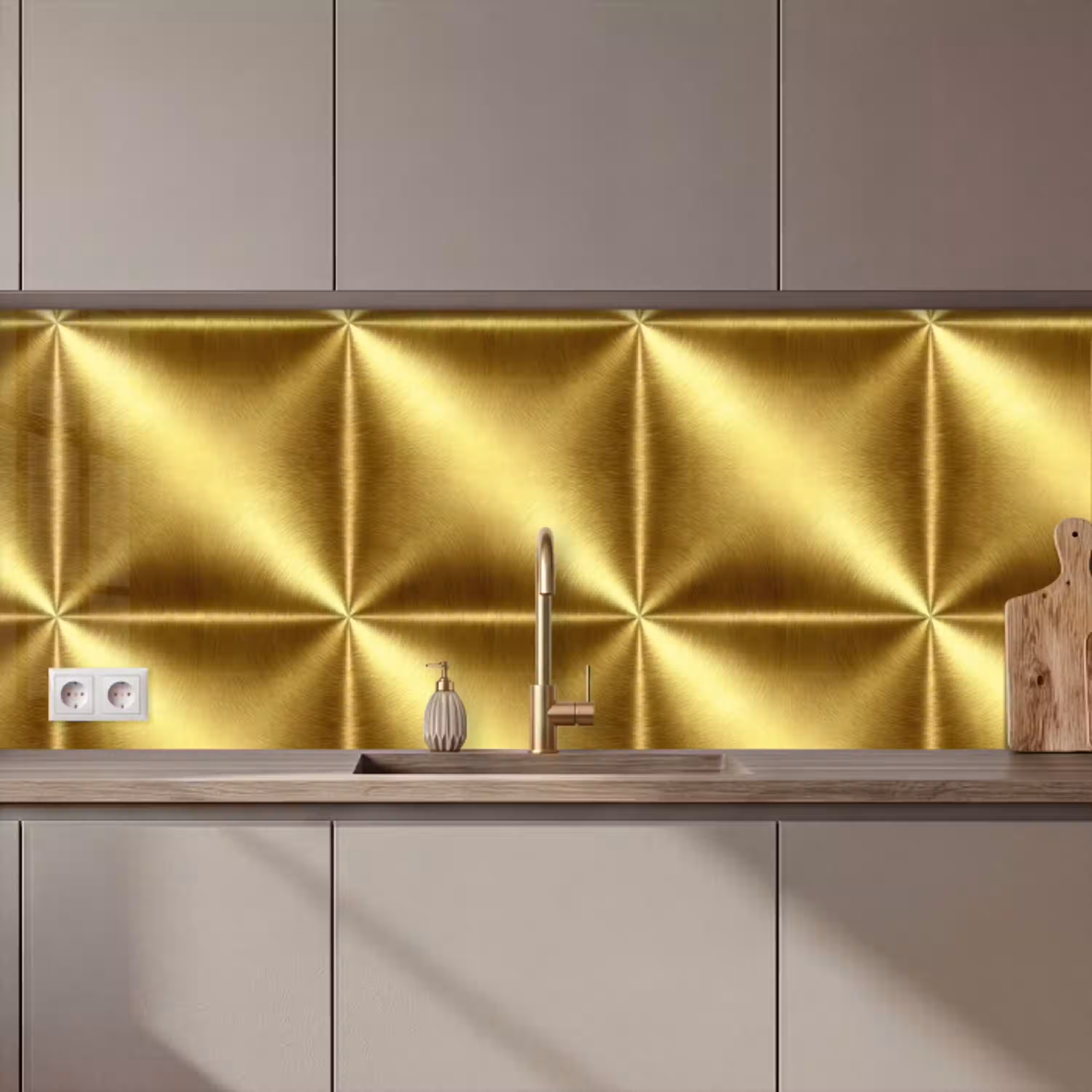 Textuur - Geborsteld Goud - Industrieel - Metallic keuken achterwand 2 middel 871 zz_3dshopping