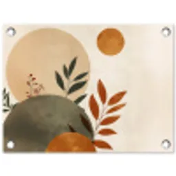 Vormen - Rond - Bladeren - Beige tuinposter los doek klein -3d