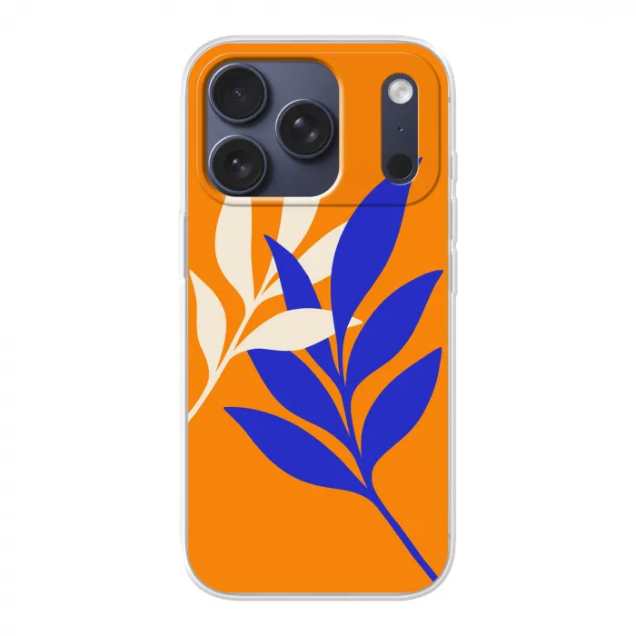 Takken - Bladeren - Minimalistisch - Blauw Telefoonhoesje iPhone 17 Pro klein -3d