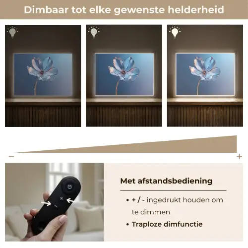 Blauw - Bloem - Glazen - Sierlijk Light Box met batterij (Wandlamp) middel -USP_dimbaarNL