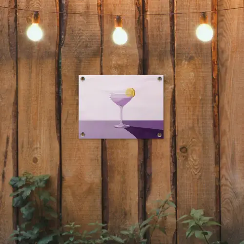 Cocktail - Paars - Minimalistisch - Citroen tuinposter los doek klein -sfeer1