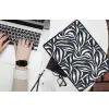 Bladvormen - Blauw - Patroon - Wit laptophoes neopreen klein 279 -bureau