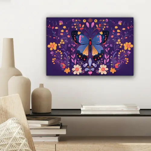 Sierlijk - Bloemen - Vlinder - Paars canvas 2cm klein -sfeer6