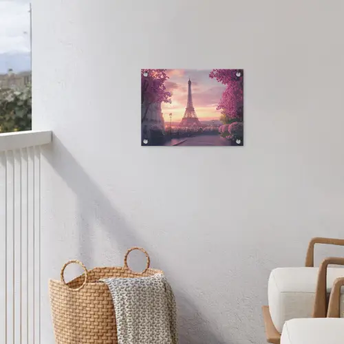 Eiffeltoren - Parijs - Roze tuinposter los doek klein -sfeer8
