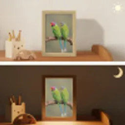 Papagaai - Tak - Natuur - Kleurrijk Light Box met kabel (Kinderlampje) klein -sfeer3_kind