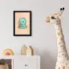 Dino - Boba - kawaii - Oranje fotolijst zwart zonder passe partout klein -usfeer4_kinderkamer