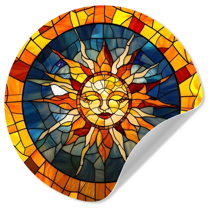 Mozaïek - Zon - Geel - Cirkel Wandcirkel behangsticker klein -3d