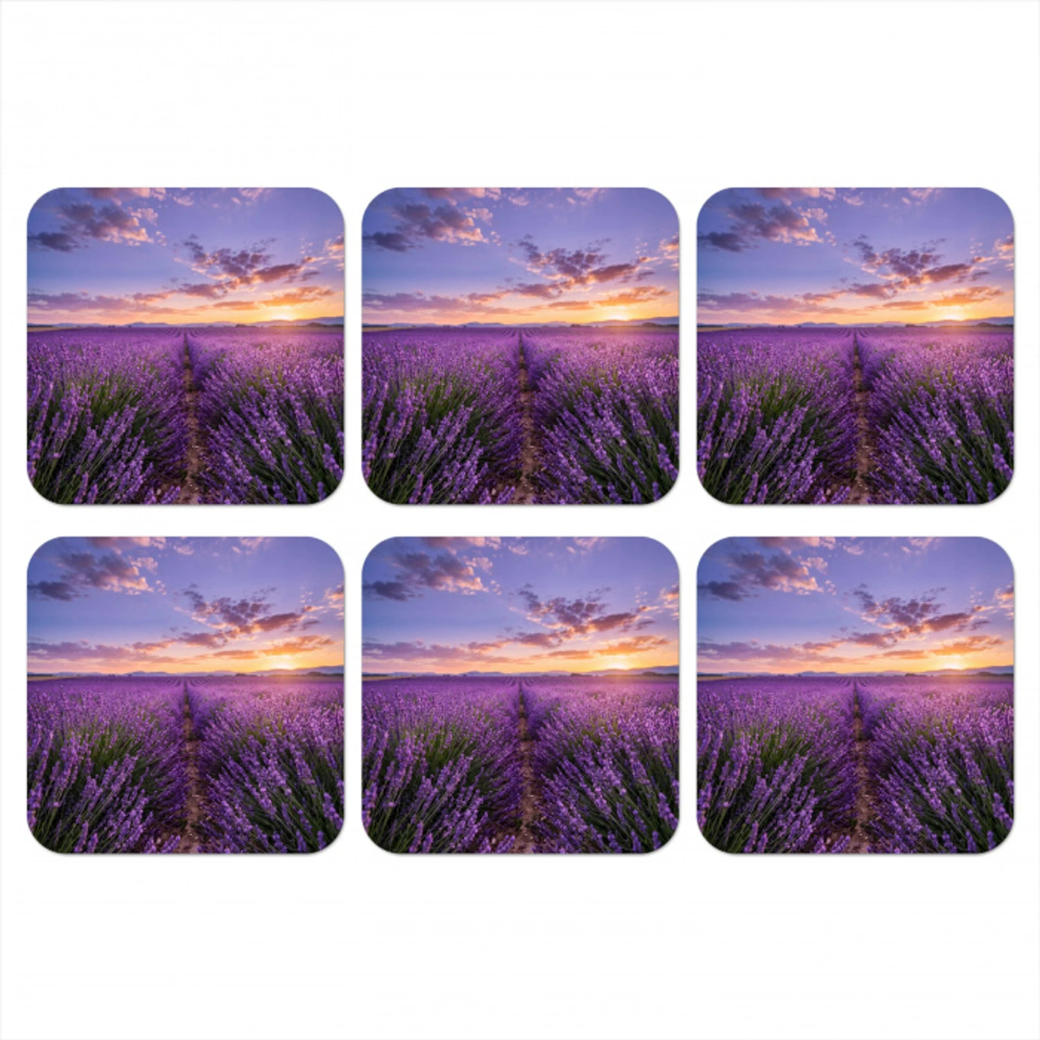 Lavendel - Veld - Natuur - Paars onderzetter kurk middel -3d